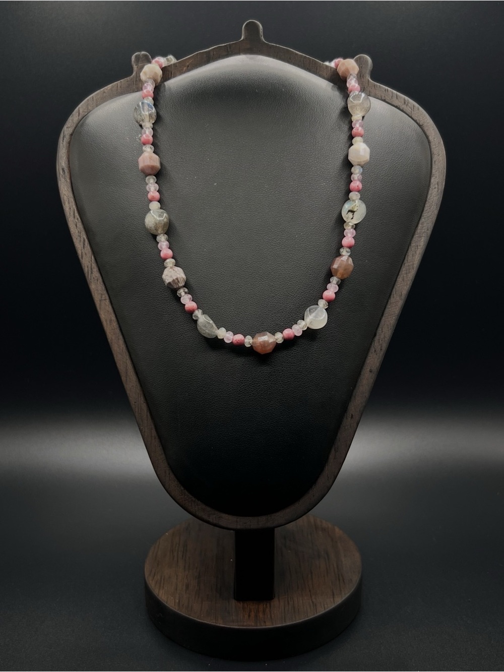 Pink Bead and Mixed Stone Necklace - Elegant Women's Jewelry